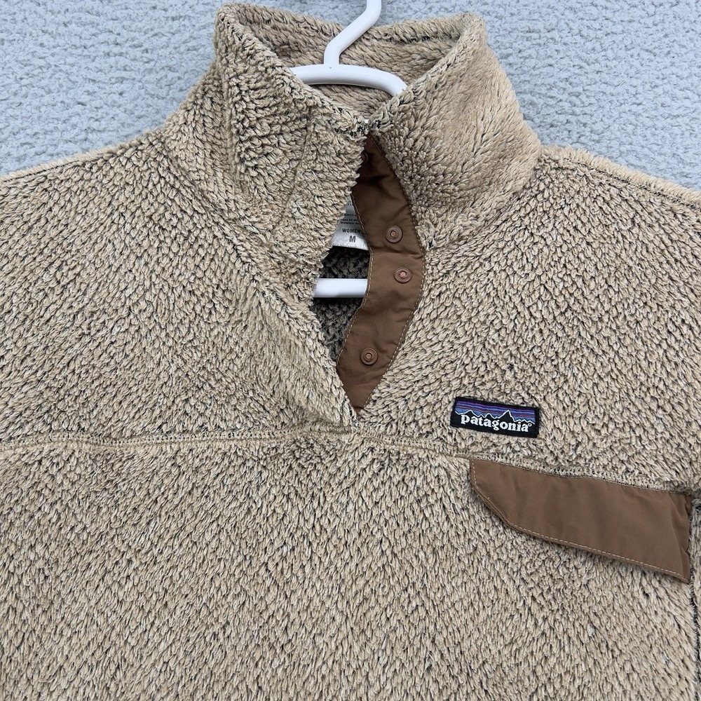 Patagonia Los Gatos Fleece Pullover Women's Medium Beige Brown Snap-T Jacket - Picture 9 of 13